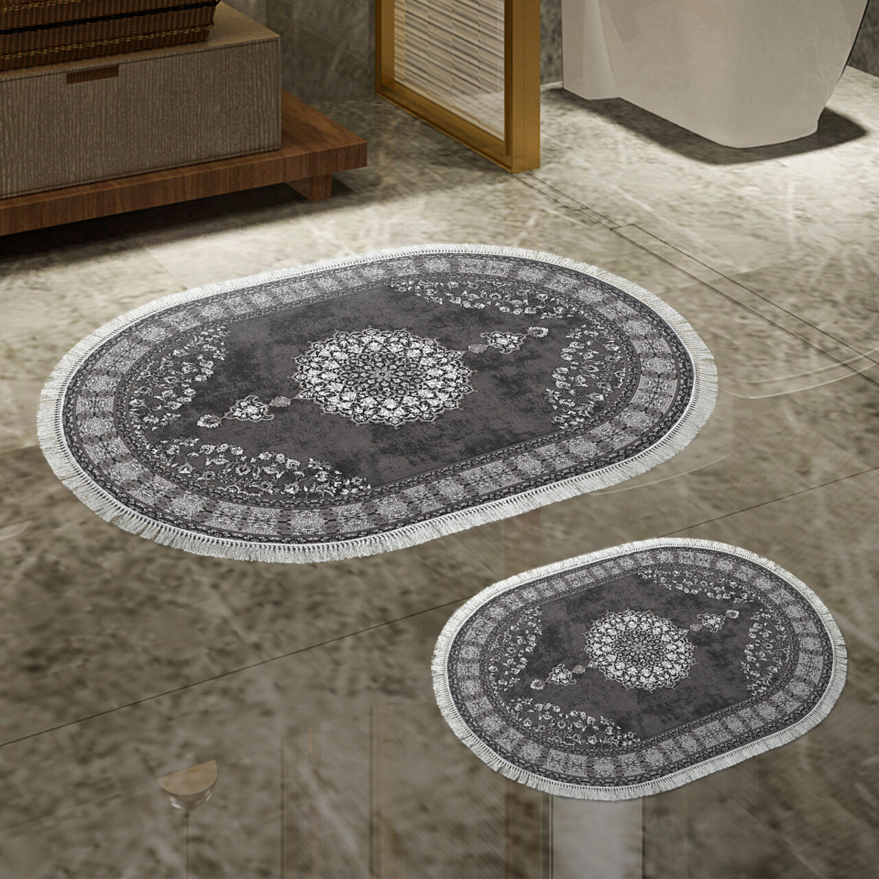 Set covorase de baie, L'essentiel Maison, 410615, Gri - imagine 5